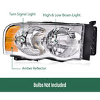 Clear Lens Amber Corner Headlights for Dodge Ram 1500 2500 3500 (2002–2005)