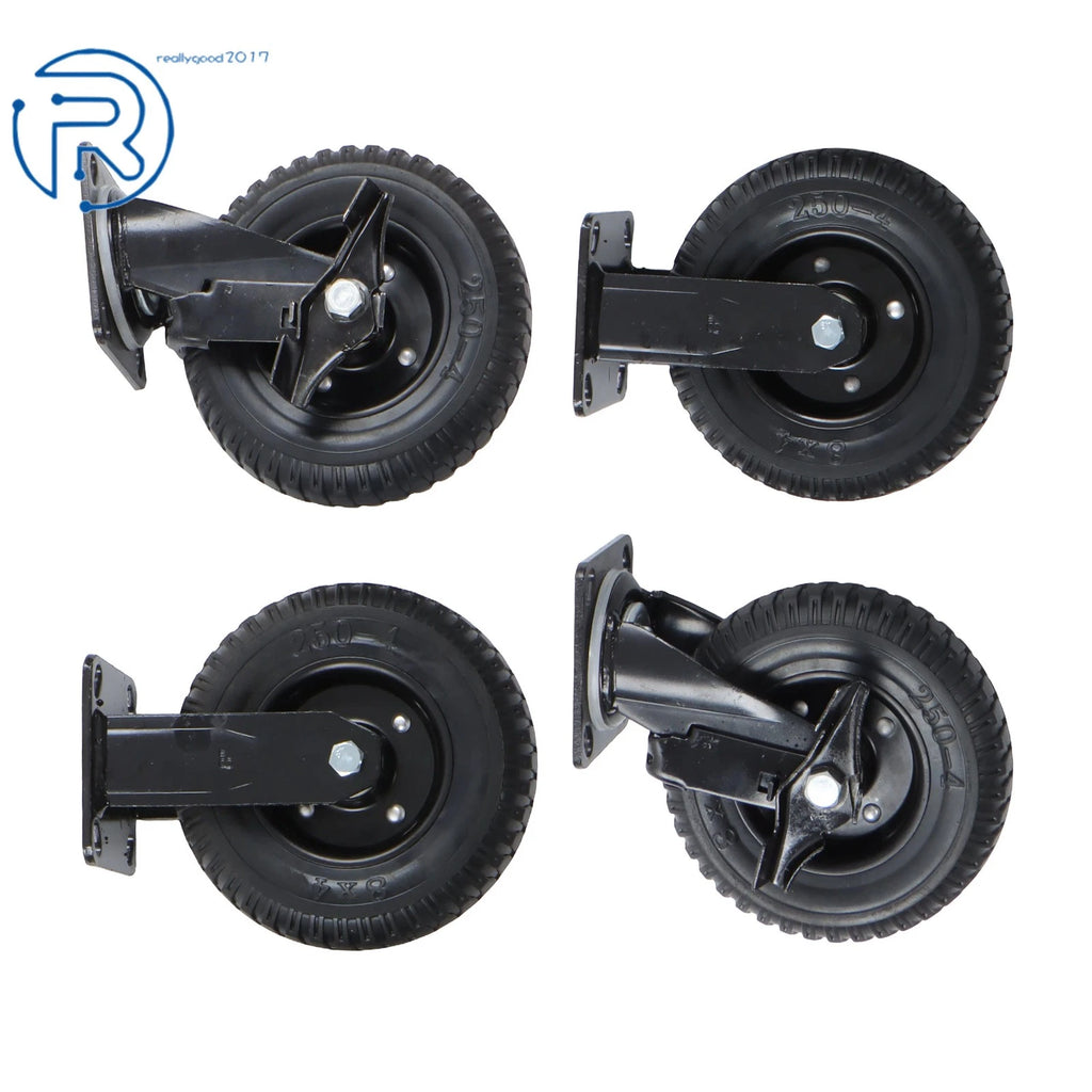 Set of 4 Heavy Duty 8-Inch Casters with Side Brakes