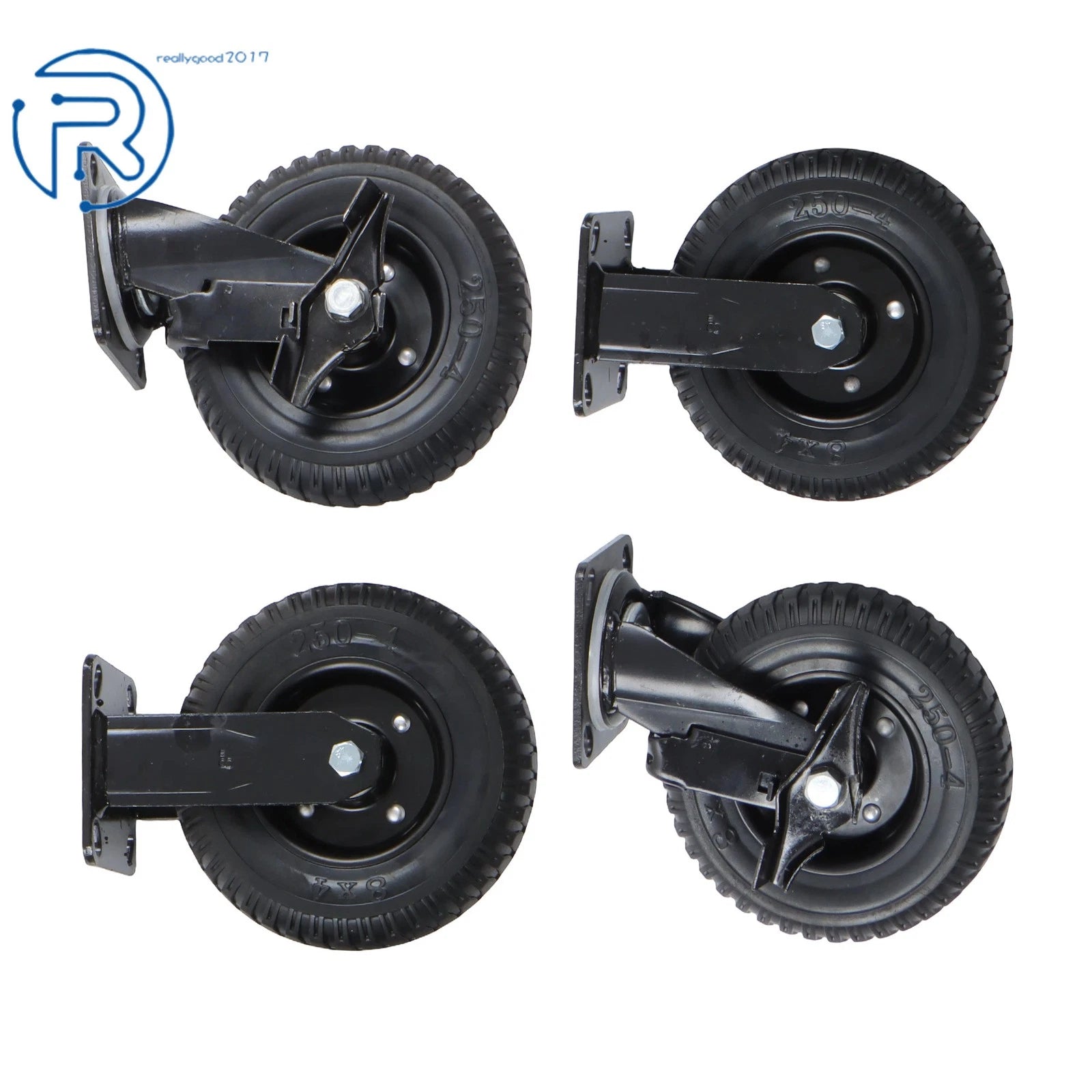 Set of 4 Heavy Duty 8-Inch Casters with Side Brakes