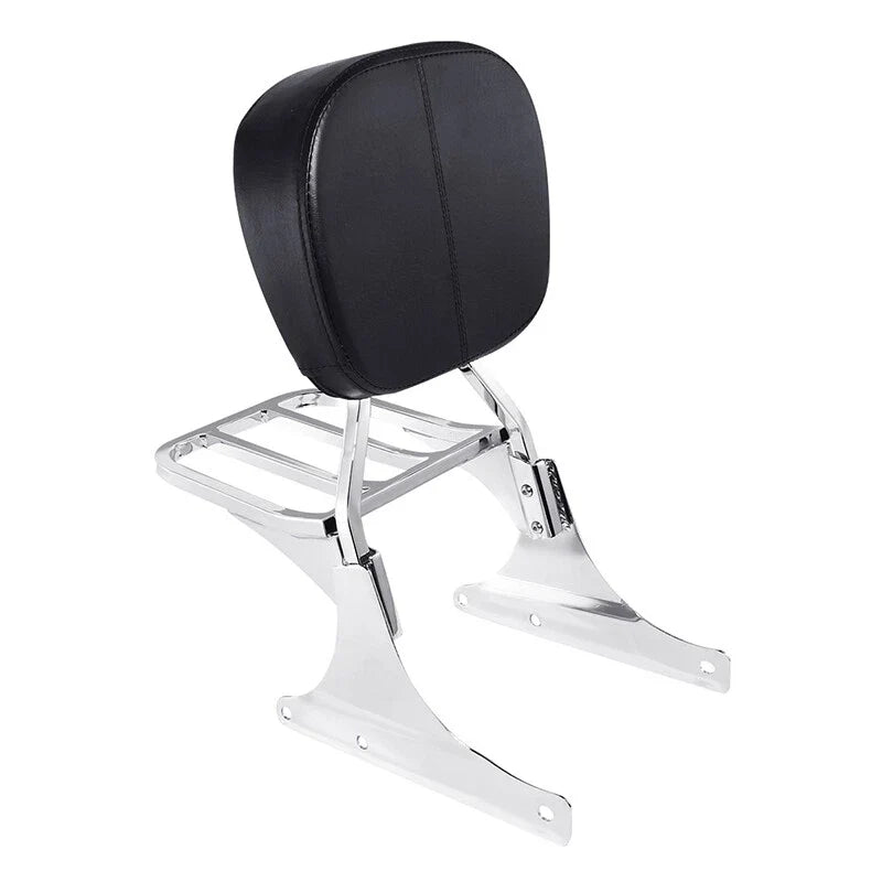 Chrome/Black Sissy Bar Backrest Luggage Rack for Harley Softail (1984-2005)