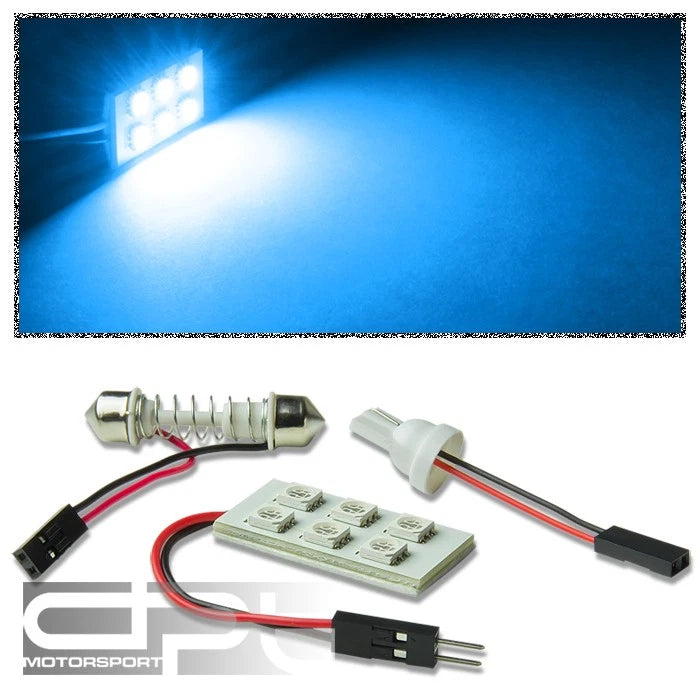 T10 5050 194/168/W5W 6-SMD Bright Blue LED Interior Dome Light Bulb
