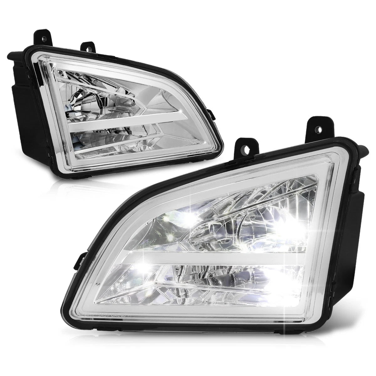 Full LED Chrome Housing Fog Lights for Volvo VNL (2018–2024)
