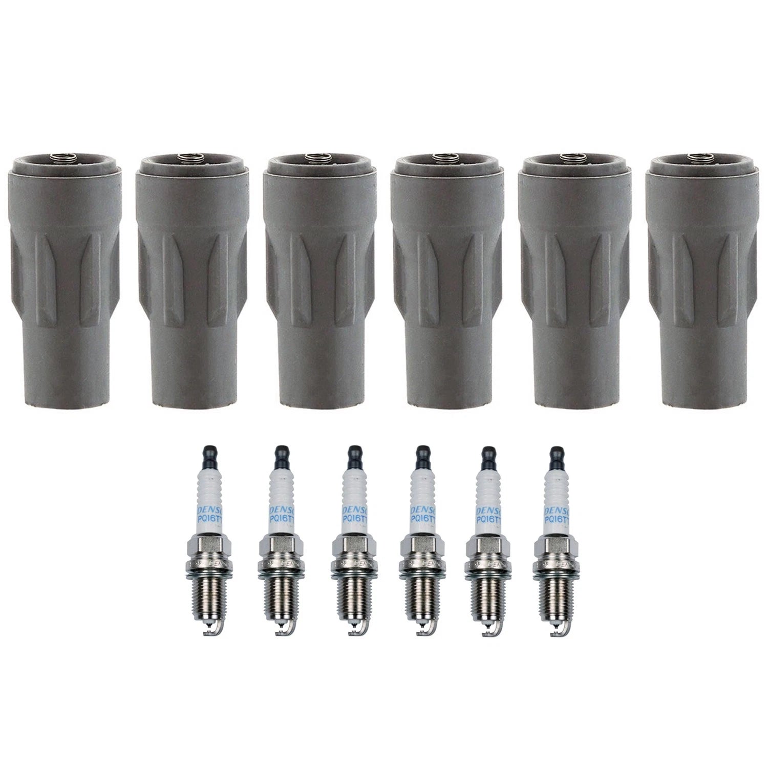 Denso 6 Platinum TT Spark Plugs & Coil Boots Kit for Nitro Shock Detonator (V6)