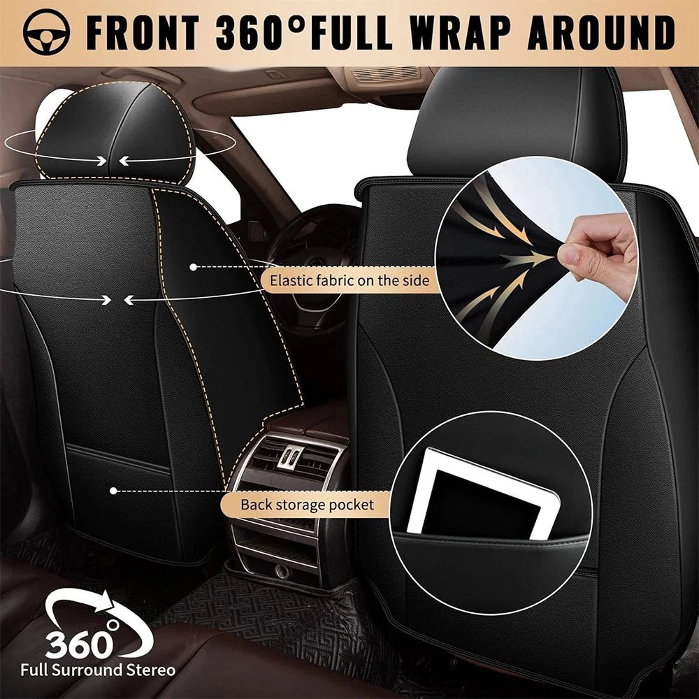 Set of 2 PU Leather Seat Covers for Ford/Toyota 5 Seats (2010–2023)