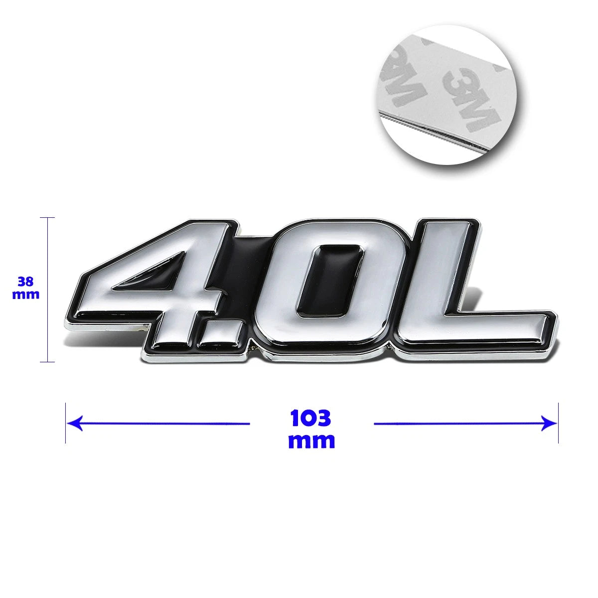 3D Polished Metal Decal Emblem for Porsche Nissan Mercedes (4.0L)
