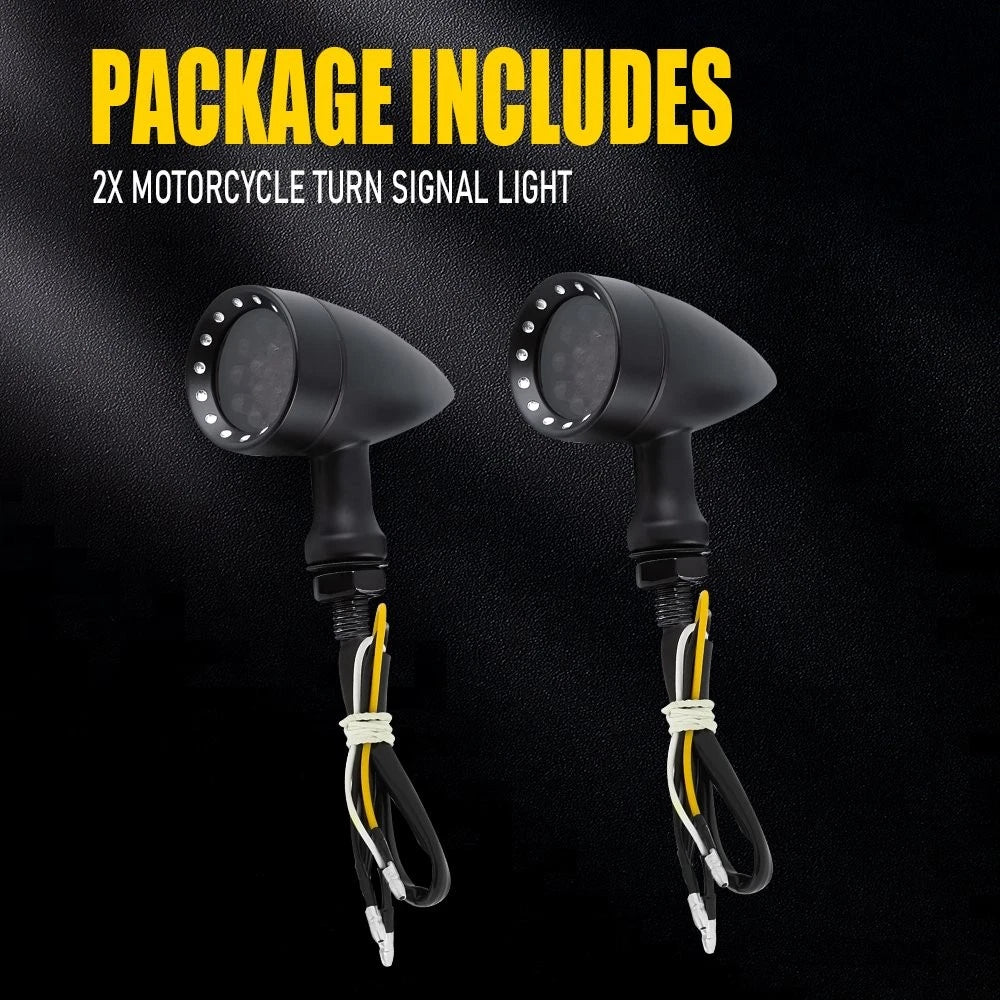 2X Mini Bullet Turn Signal Lights for Motorcycle (Universal Fit)