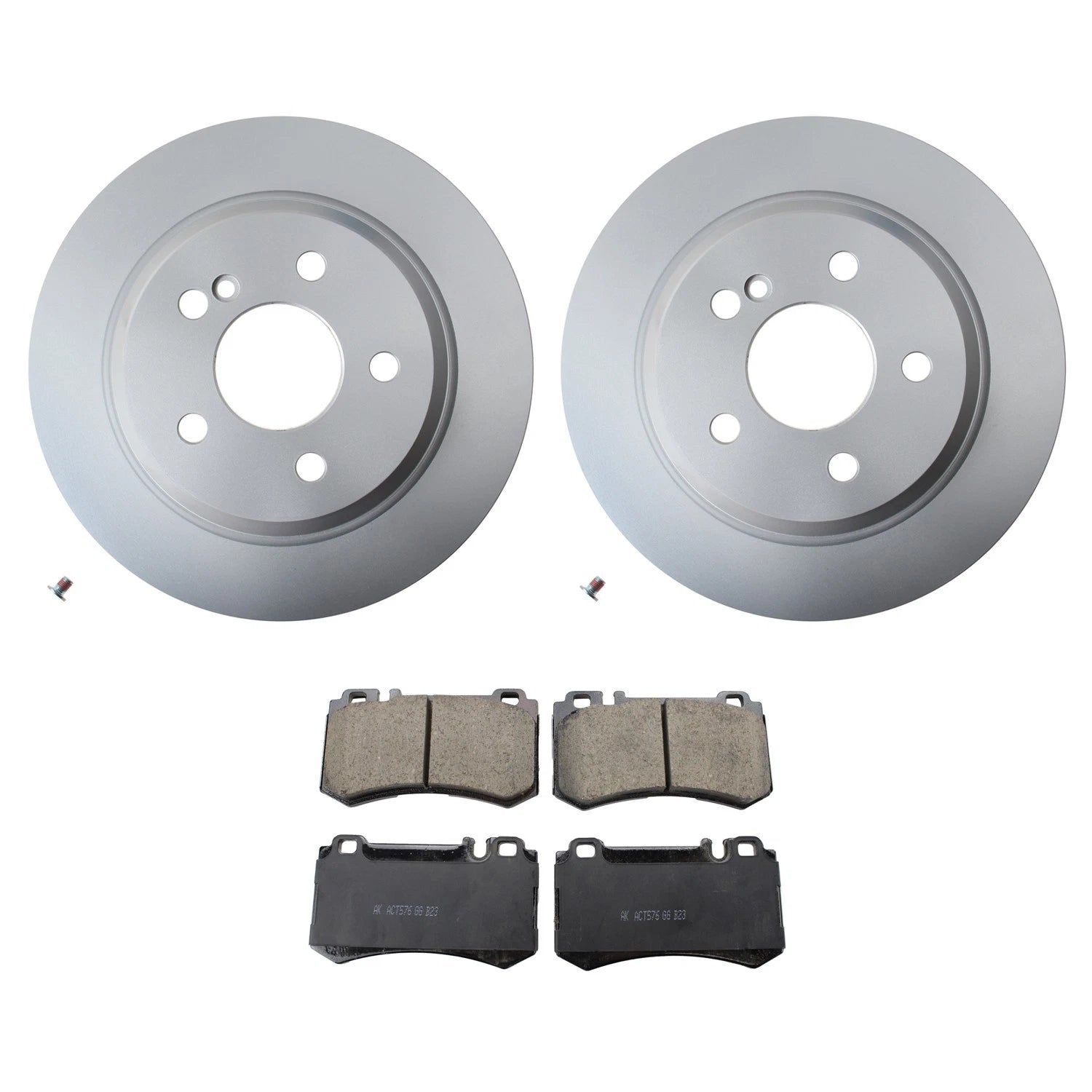 Set of 2 Hella Rear Rotors & Akebono EURO Ceramic Pads for R230 SL65 AMG (2002–2012)