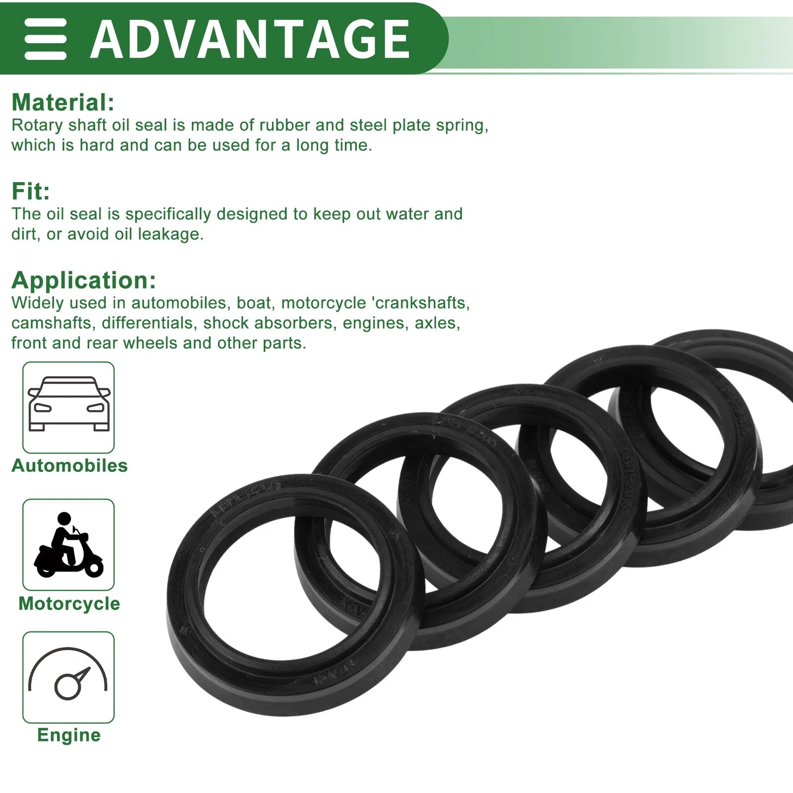Set of 5 Oil Seal Rotary Shaft Seal NBR Rubber 23.5x31.5x4.5mm