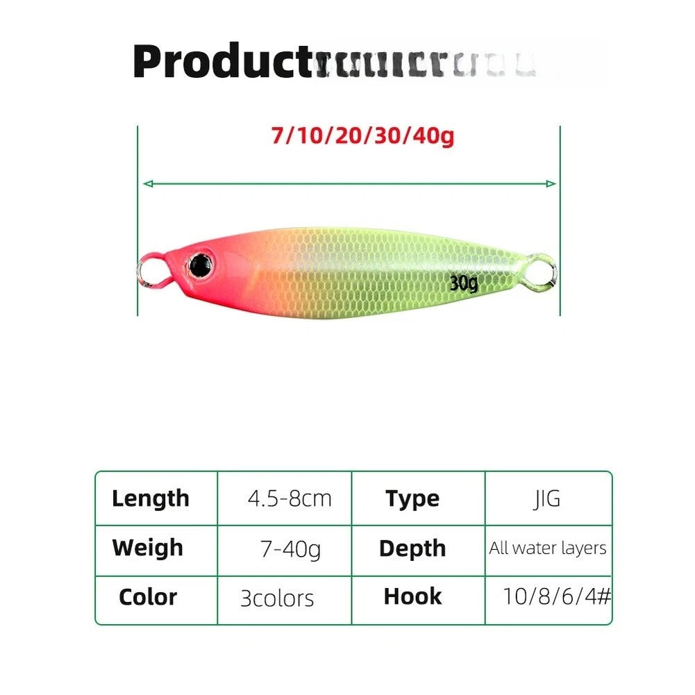 30g Glow in the Dark Drop Bait Jig Lure for Saltwater Fishing