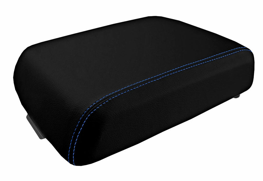 Leather Console Lid Bucket Seat Cover for Ford F250 (1999–2010) Blue Stitch
