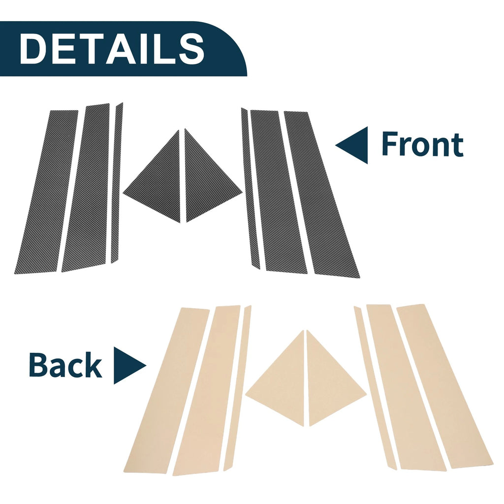 8 Pcs Door Pillar Window Trim for Toyota BZ4X (2022–2023) Carbon Fiber Black