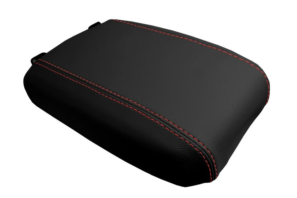 Console Lid Pull Over Cover Leather for Toyota Tacoma (2016–2019) Red Stitch
