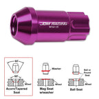 20Pc M12X1.25 Purple JDM Open End Aluminum Spline Wheel Lug Nuts + Key