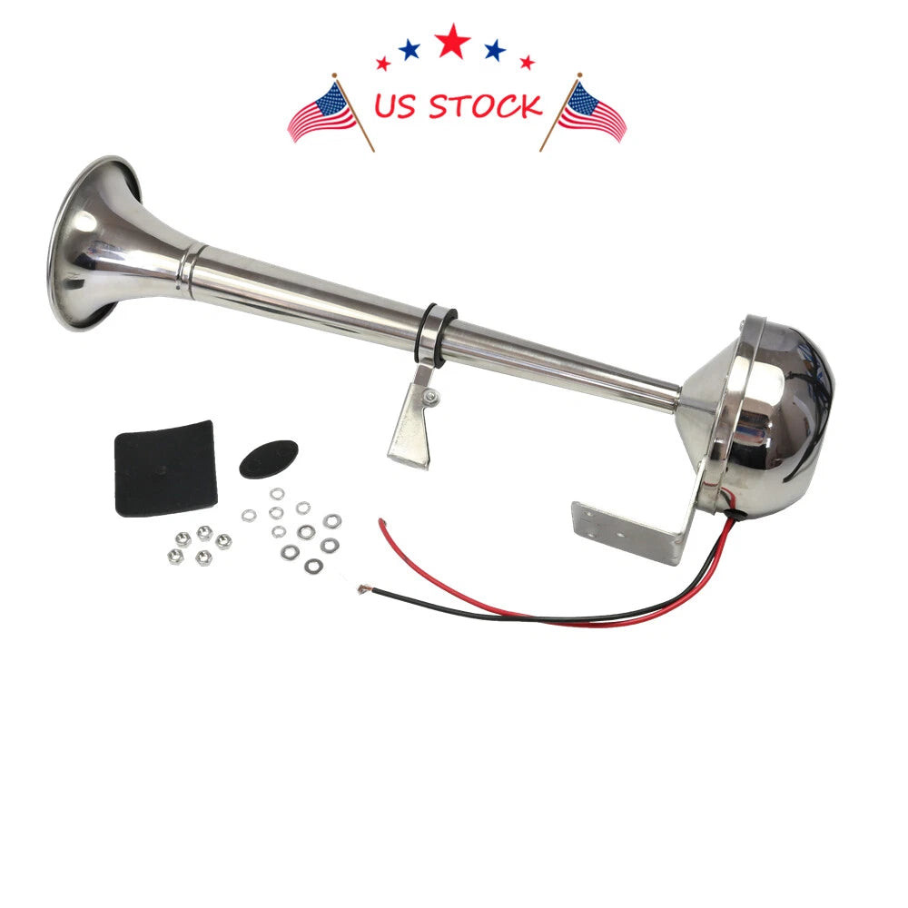 Electric Stainless Steel Single Trumpet Horn for Marine Truck Car Boat (12V)