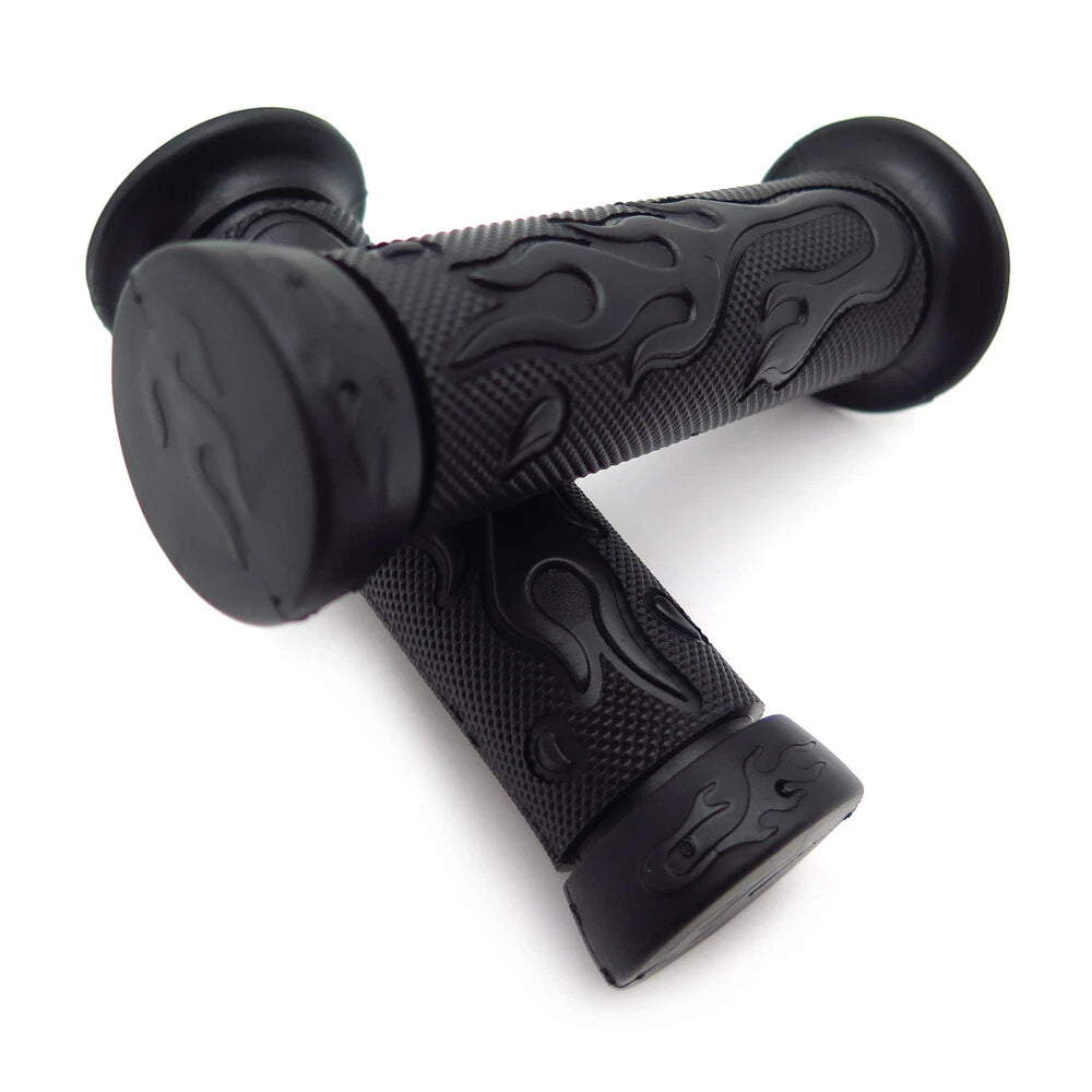 7/8" 22mm Flame Fire Black Hand Grips for Yamaha FZR YZF 600 (1990–1999)