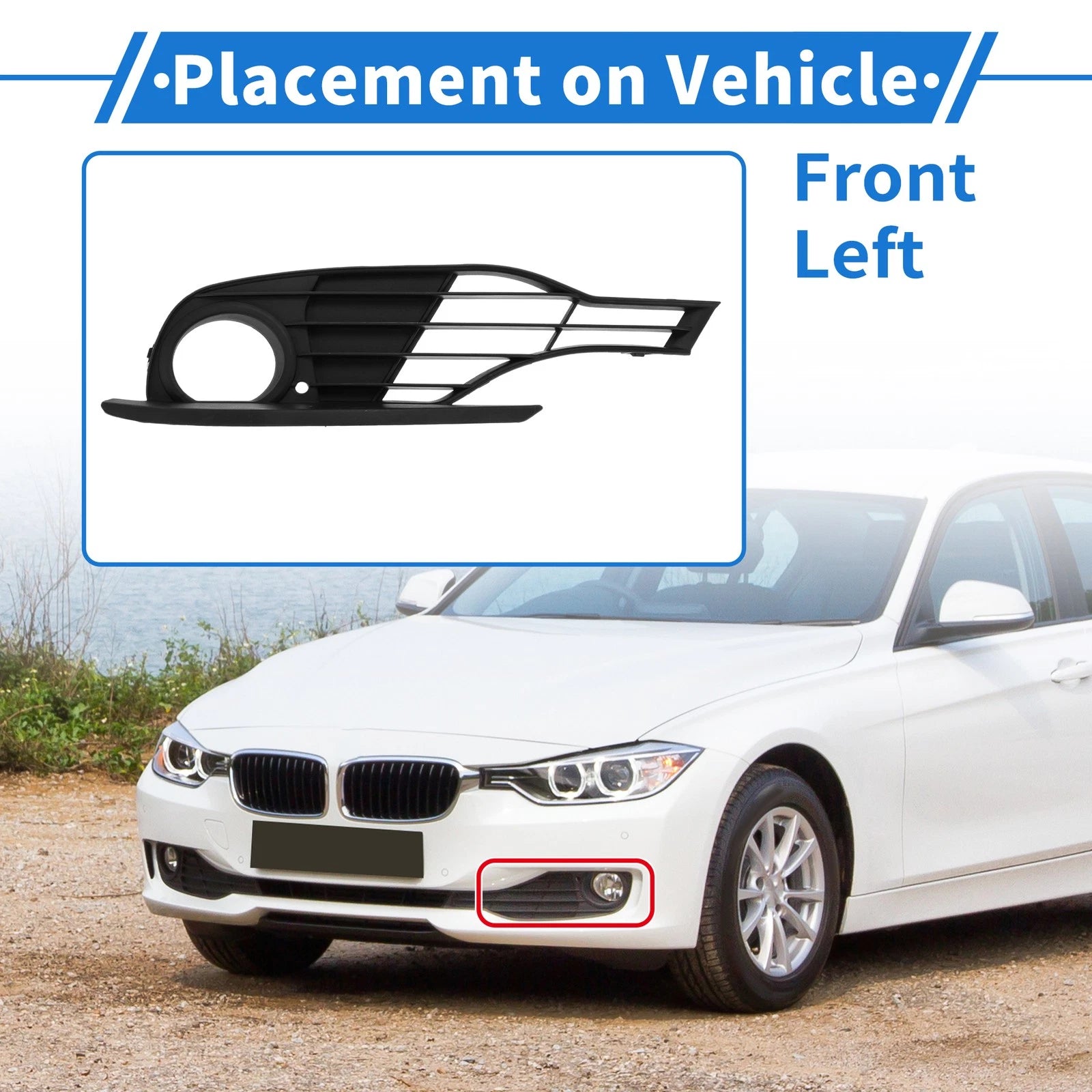 Fog Light Grill No. 51117255369/BM1038129 for BMW 328i (2012–2015) Black ABS