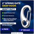 2" Snap Hook Set of 4, 316 Stainless Steel for Sailboat
