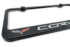 Black Plastic License Plate Frame w/ Chevy Corvette C6 Script Logo
