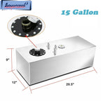 15 Gallon Polished Aluminum Racing Fuel Cell Gas Tank with Cap Level Sender