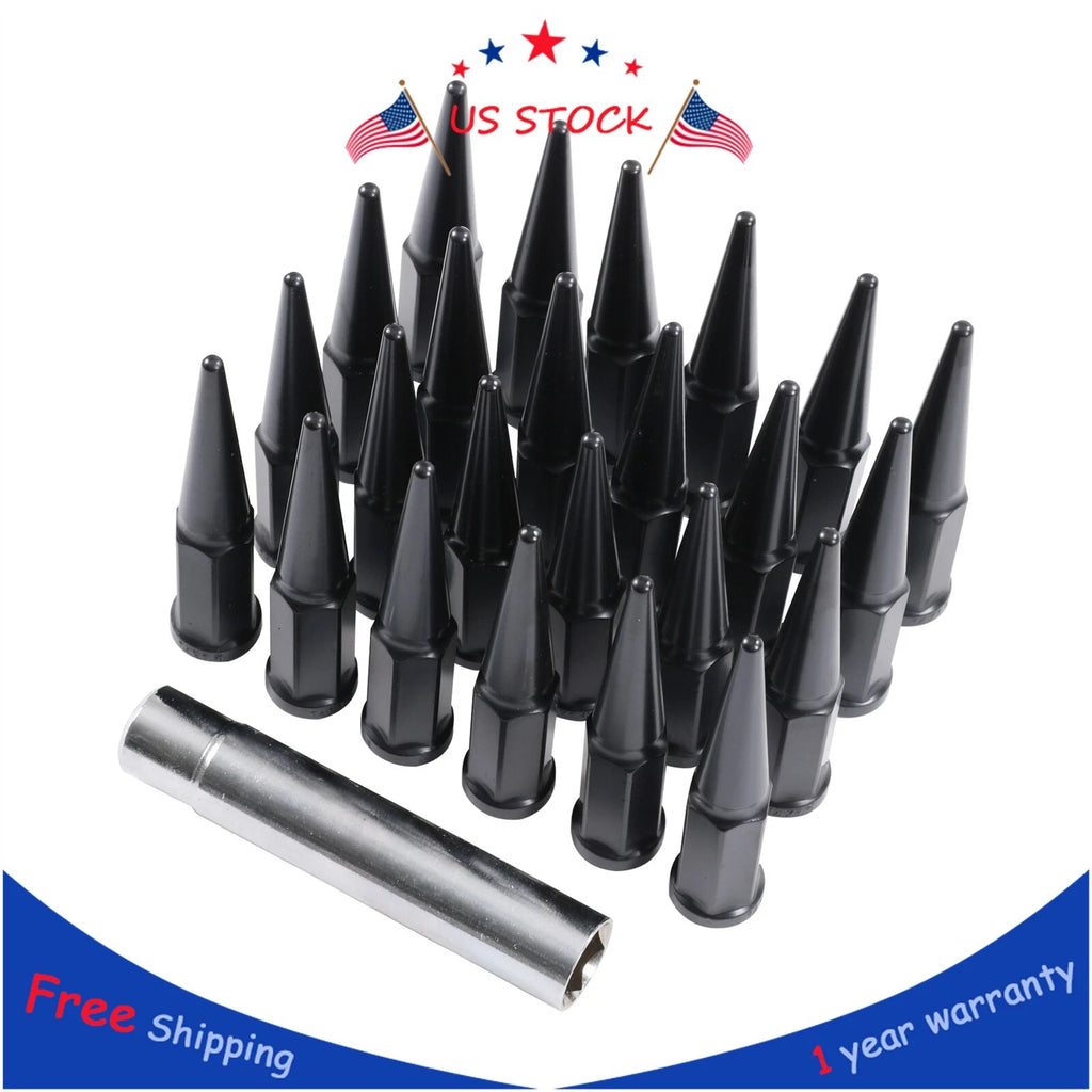 Set of 24 Black Spike Lug Nuts for Chevy Silverado Tahoe 