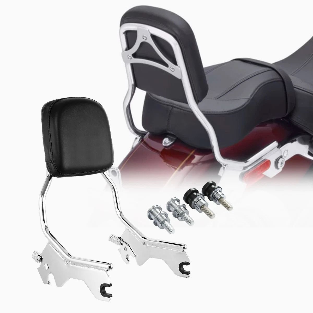 Sissybar Upright Backrest Docking Kit for Harley Softail Street Bob (2018–2023) Chrome
