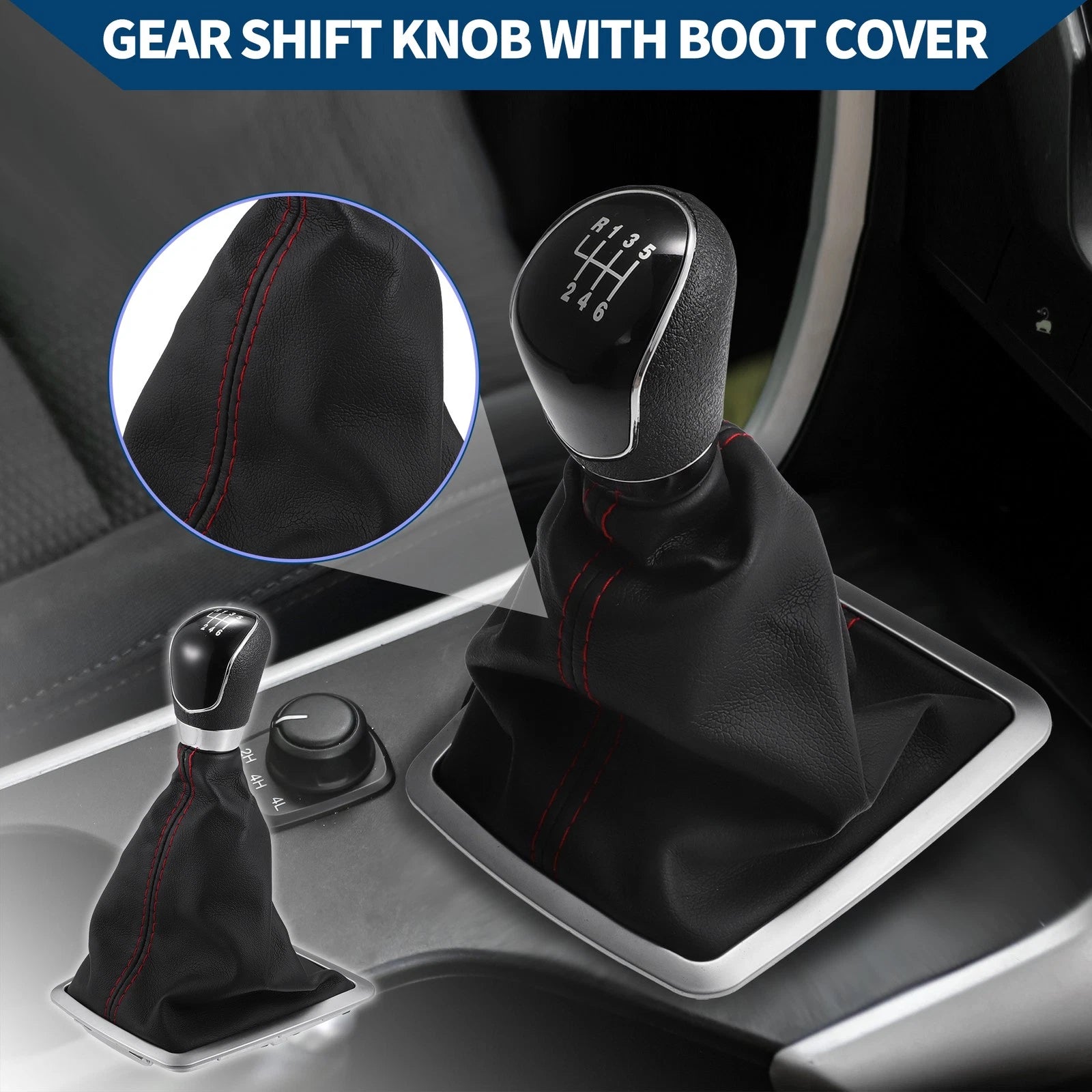 6 Speed Gear Shift Knob with Dust Cover for Ford Focus (2005–2008)