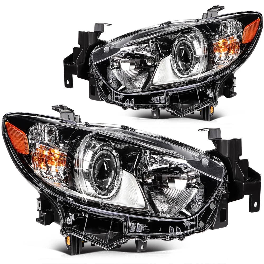 Set of 2 Black Housing Headlights for Mazda 6 (2014–2017)