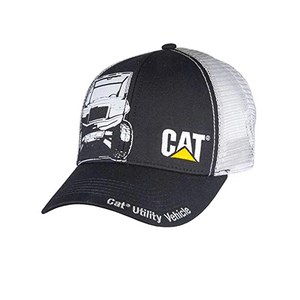 Caterpillar CAT UTV Chino Trucker Mesh Snapback Cap - Black & Gray