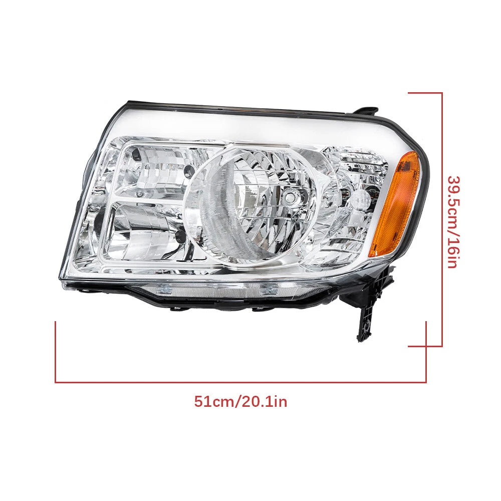 Headlight Assembly for Honda Pilot (2009–2011) Left Driver Side Halogen Clear