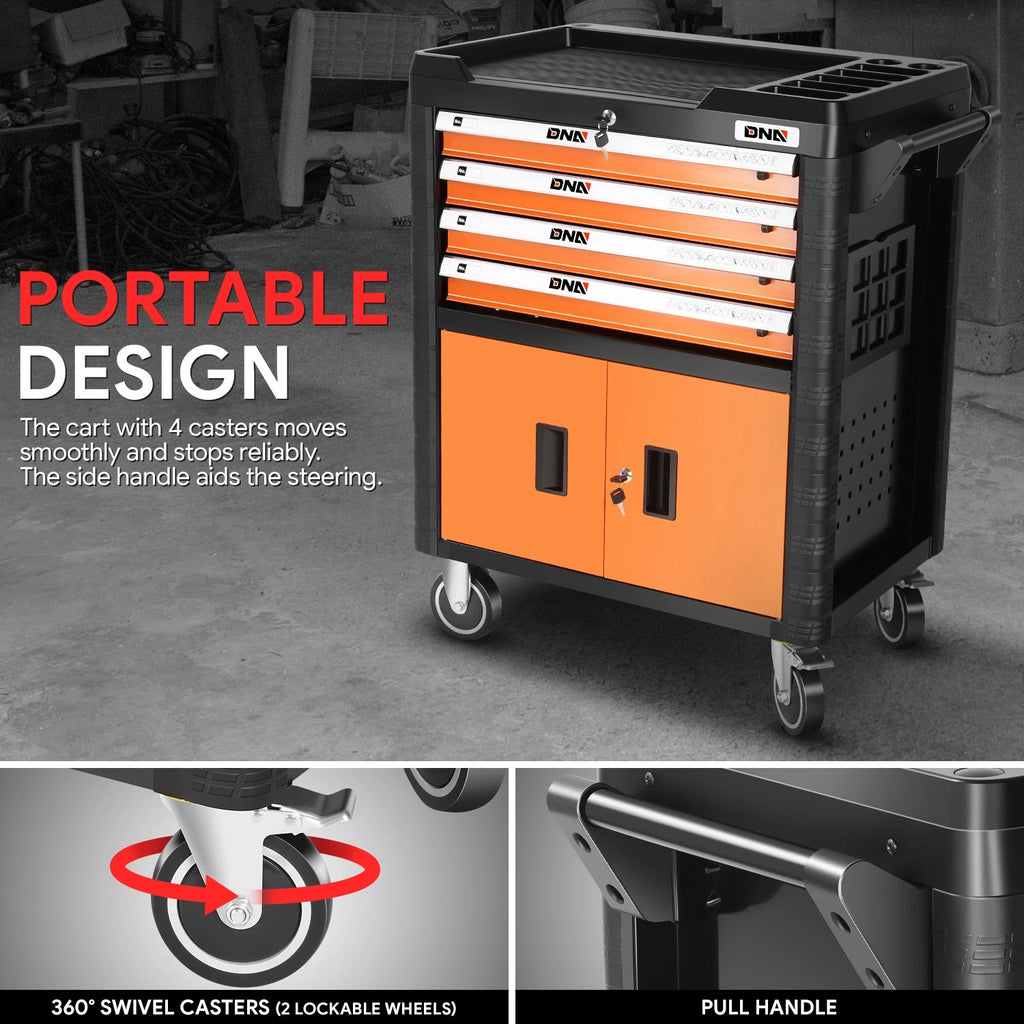 4-Drawer Rolling Tool Chest with Wheels for Universal Use