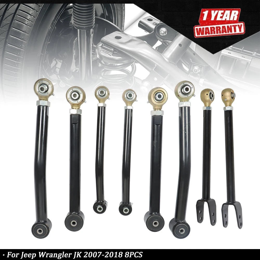 Set of 8 Adjustable Lift Control Arms for Jeep Wrangler JK (2007–2018)