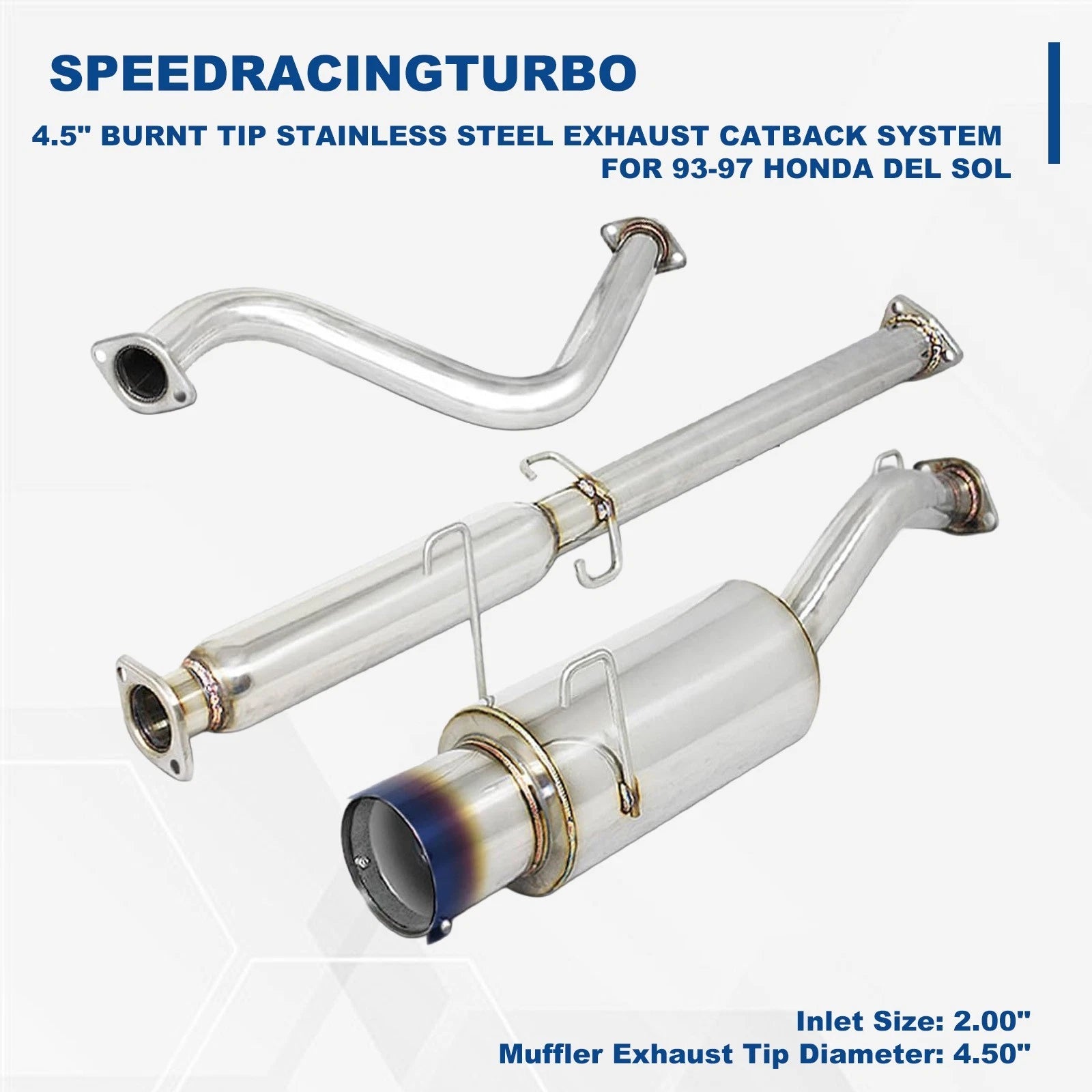 4.5" Burnt Tip Stainless Steel Exhaust Catback System for Honda Del Sol (1993–1997)