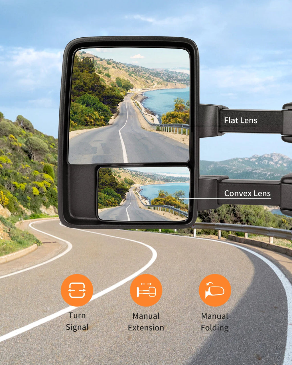 Driver Side Towing Mirror for Ford Super Duty (2008–2016) - Black Smoked