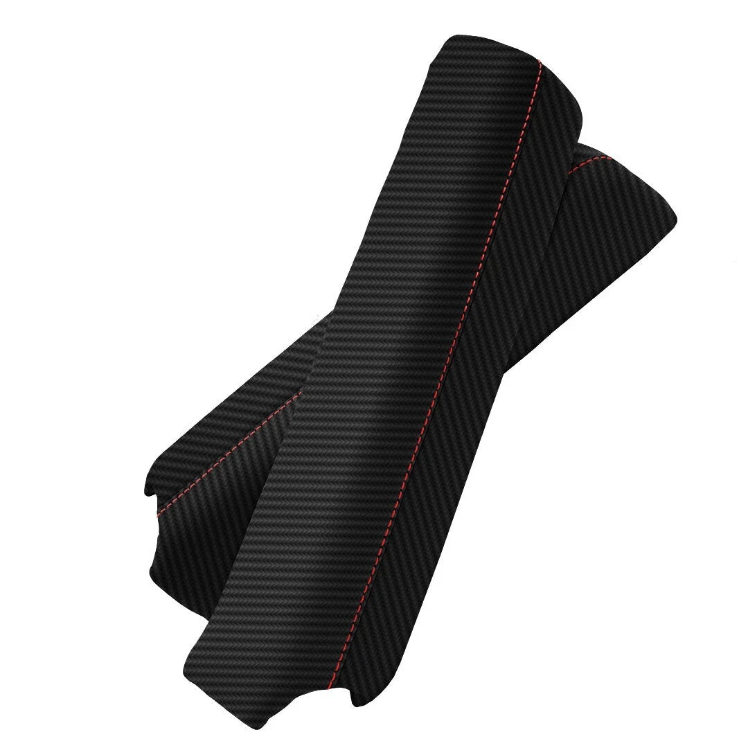 Door Panel Armrest for Ford F150 Lariat (2015–2020) PVC Carbon Red Stitch