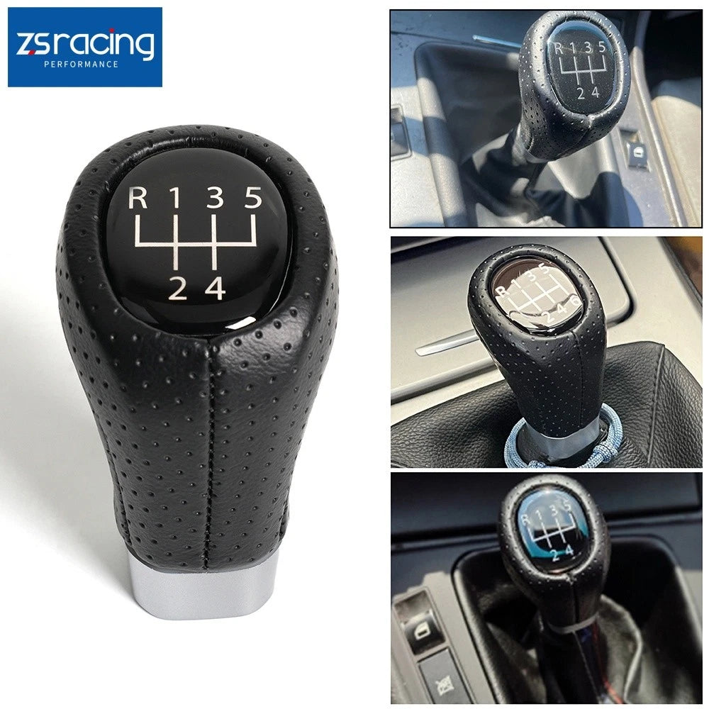 5 Speed Shift Knob Black PU Leather for BMW E36 E46 M3 Z4 E90 E91 E92 M5 E39 (1992–2013)