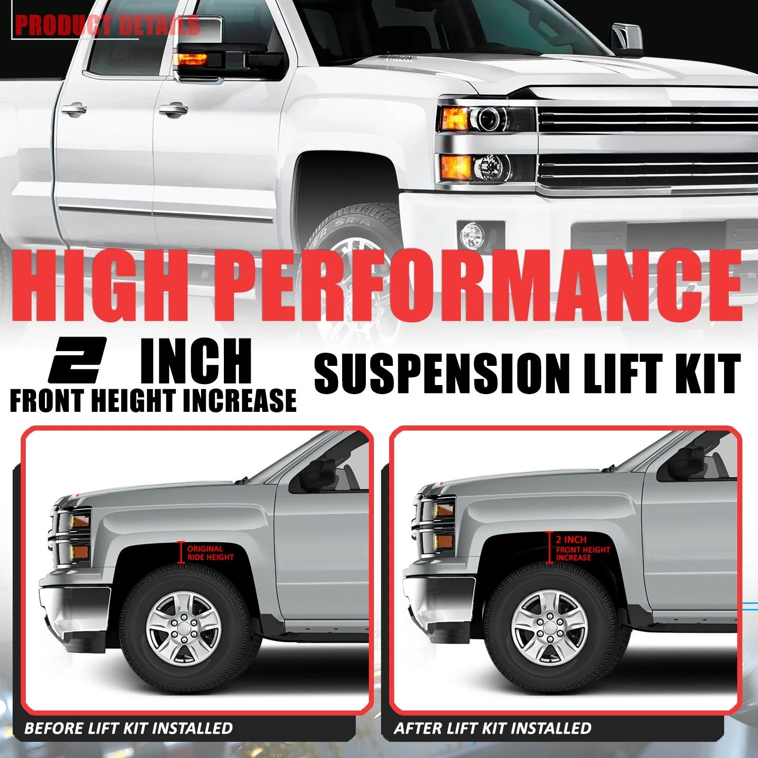 2" Front Leveling Lift Kit Spacers for Silverado/Sierra 1500 (2007–2022)