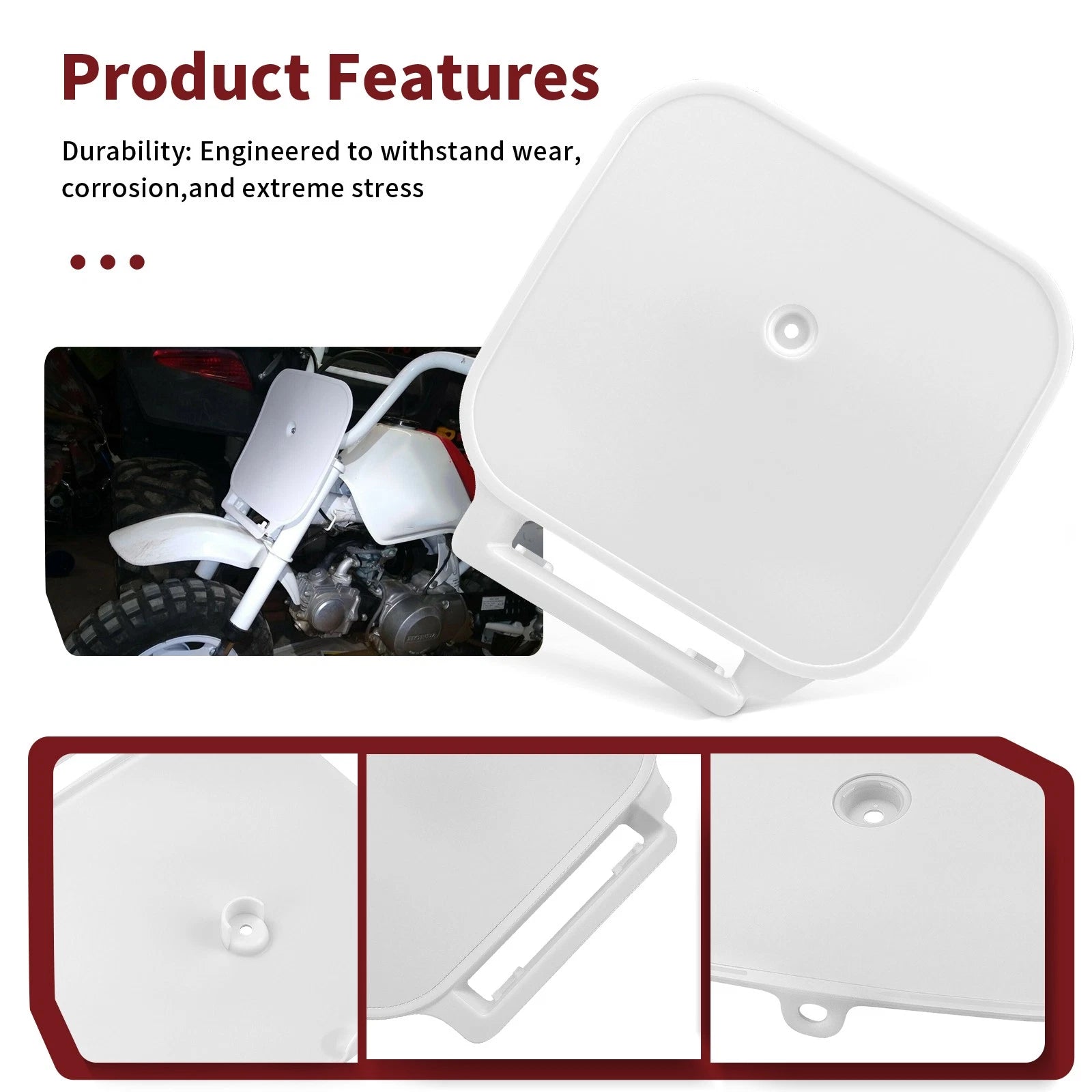 White Plastic Front Number Plate 61136-GW8-670ZA for Honda Z50R (1988–1999)