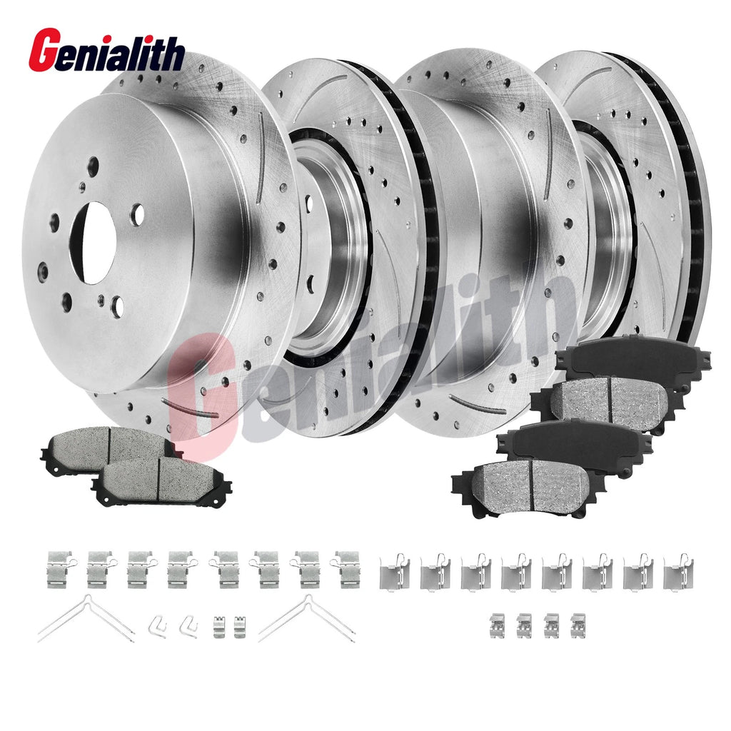 Front Rear Drilled Rotors Pads for Toyota Sienna (2011–2020), Highlander (2014–2019)
