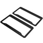 2X Stainless Steel Black License Plate Frame Tag Cover Caps