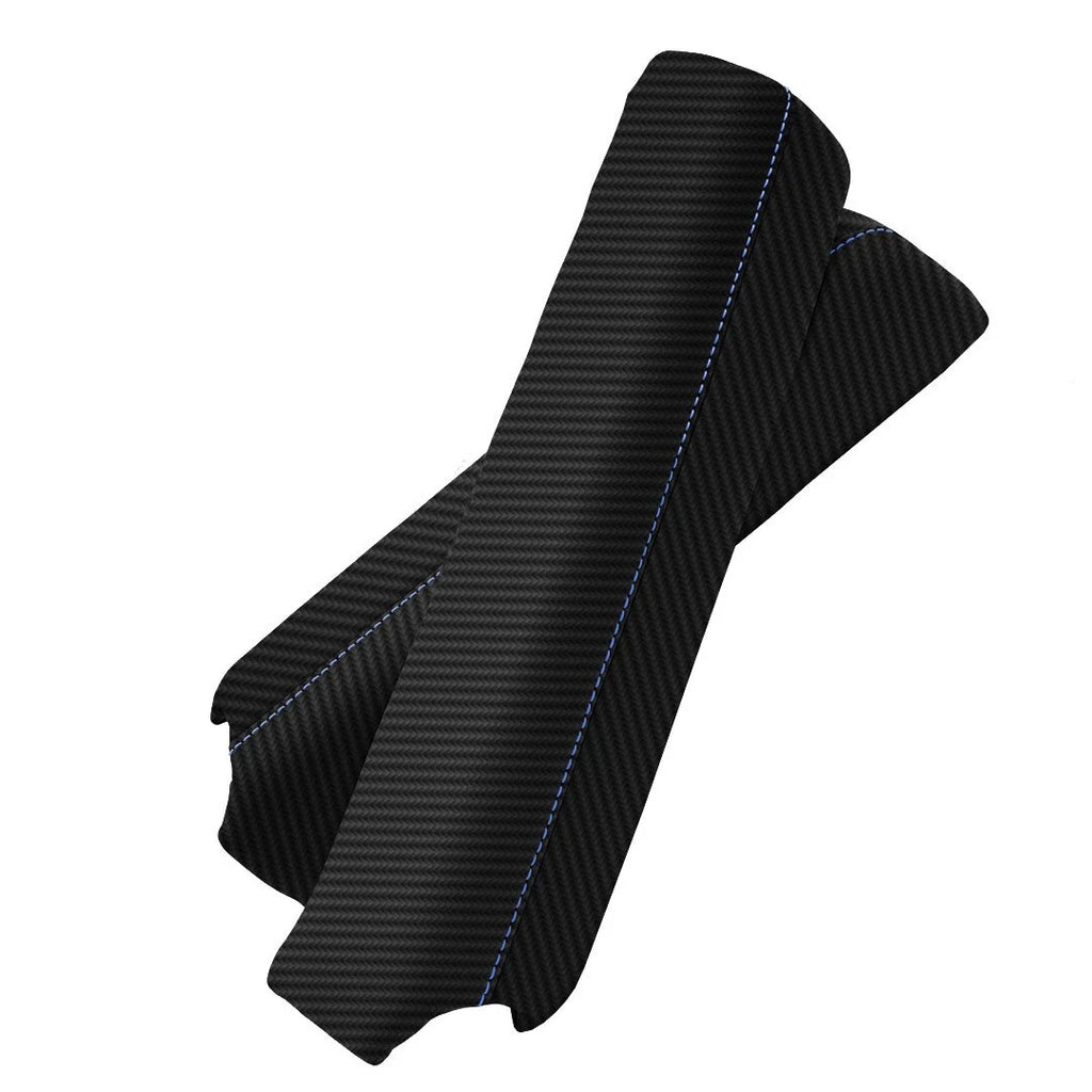 Door Panel Armrest PVC Carbon for Ford F150 Lariat (2015–2020) Blue Stitch
