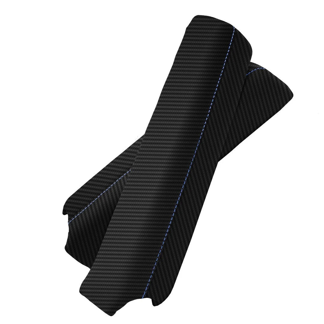 Door Panel Armrest PVC Carbon for Ford F150 Lariat (2015–2020) Blue Stitch