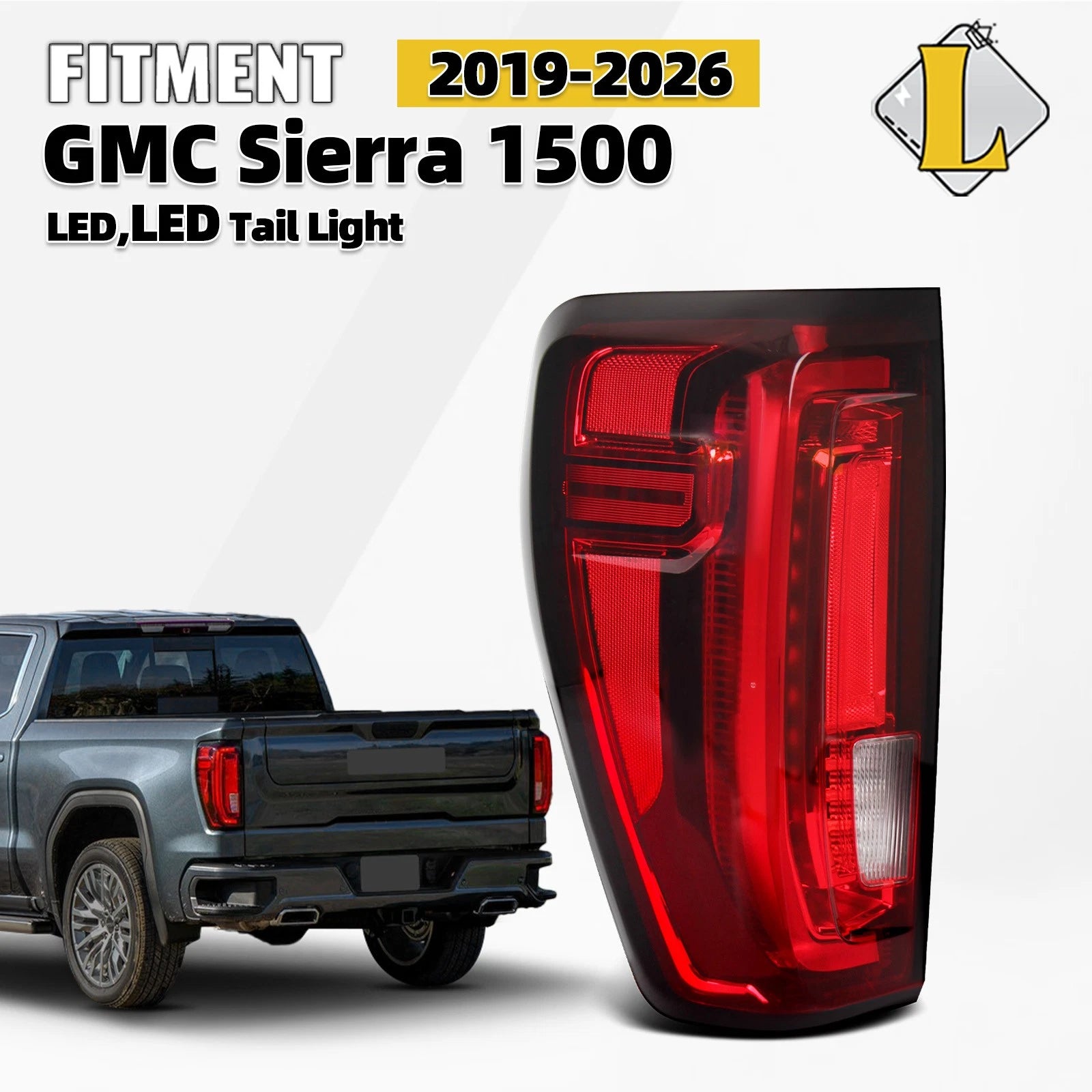 Full LED Tail Light Left Driver for GMC Sierra 1500 2500HD 3500HD (2019–2026)