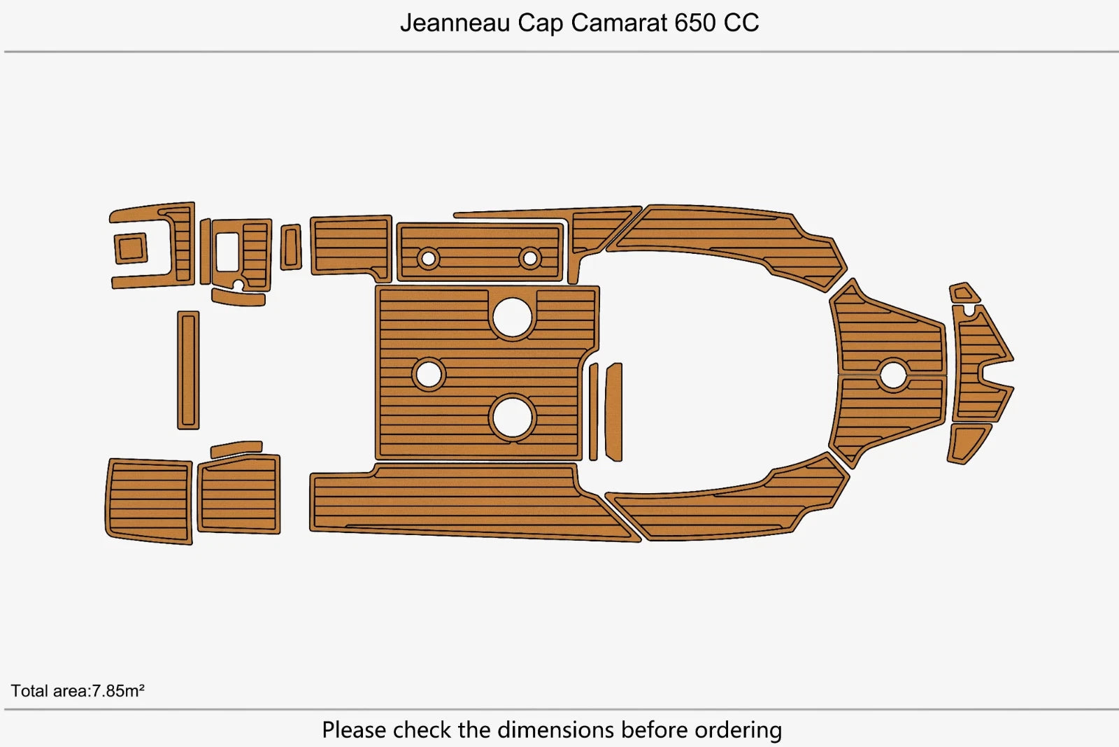 EVA Foam Teak Deck Floor Mat for Jeanneau Cap Camarat 650 CC (2010–2023)