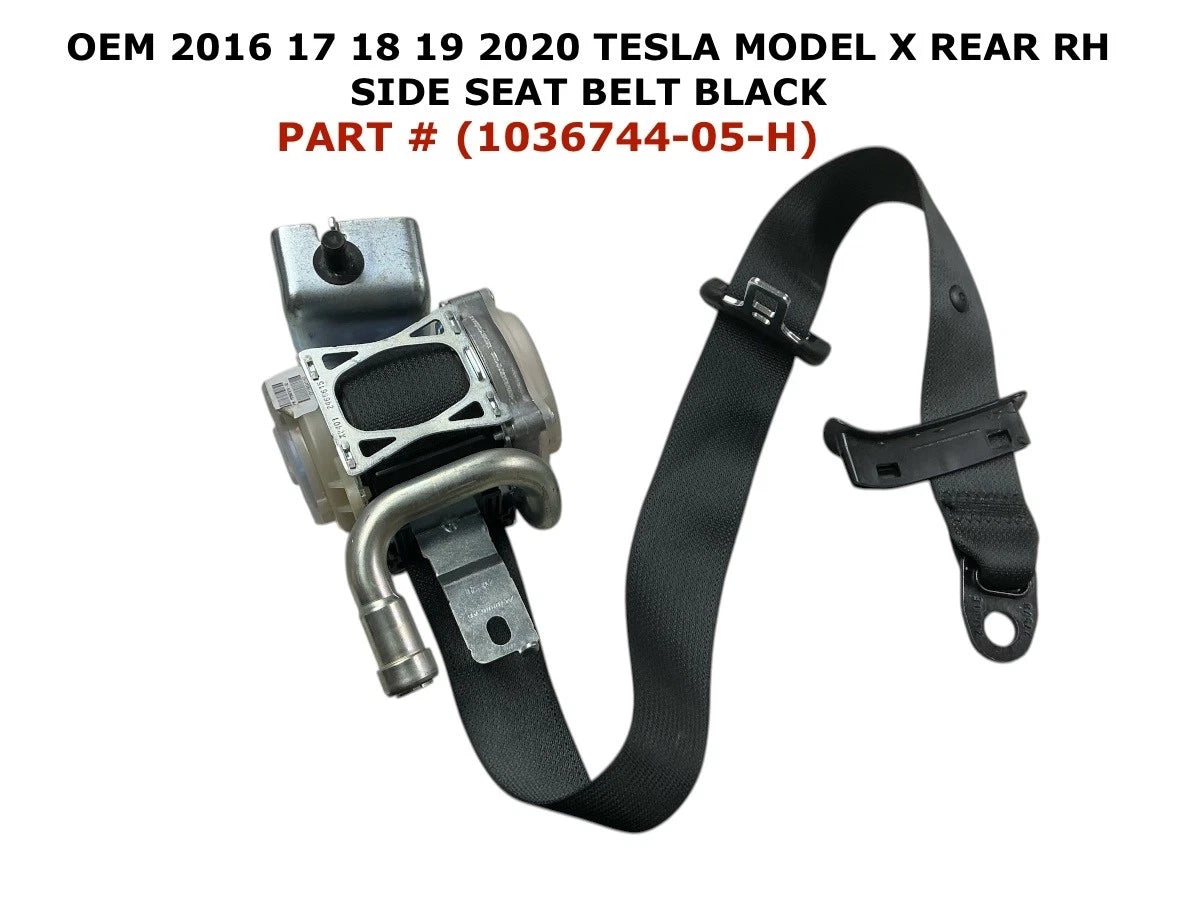 Rear Right Side Seat Belt for Tesla Model X (2016–2020) 1036744-05-H, Black