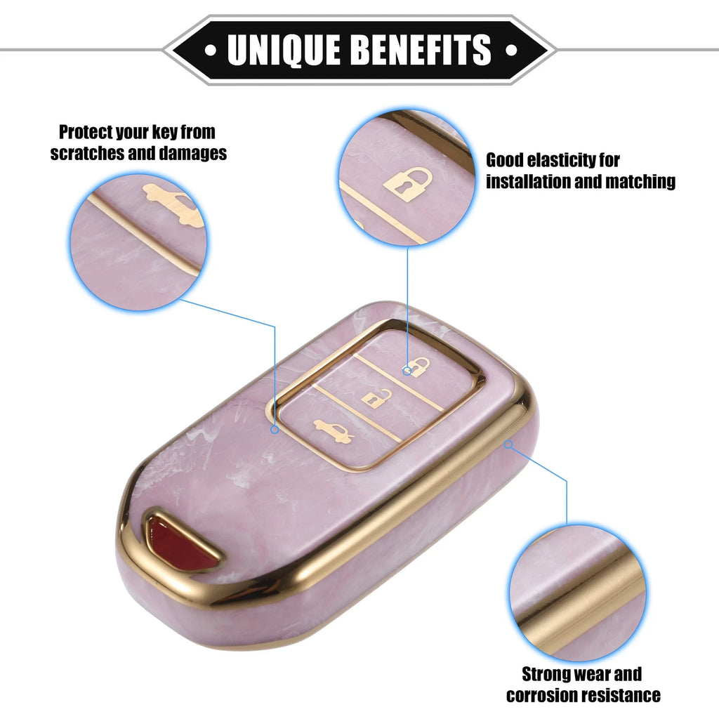 3X TPU Key Fob Cover Case for Honda CR-V, Civic (2014–2016) - Pink