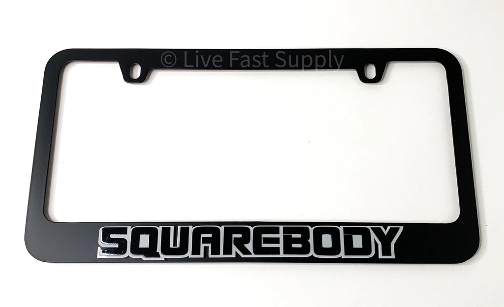 Matte Black License Plate Frame Premium with Gray Outline for Squarebody (1973–1987)