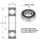Deep Groove Ball Bearing 6307VV for Scooter Skateboard (35x80x21mm)