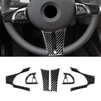 5Pcs Steering Wheel Cover Trim for BMW Z4 E85 (2003–2008) Carbon Fiber Black
