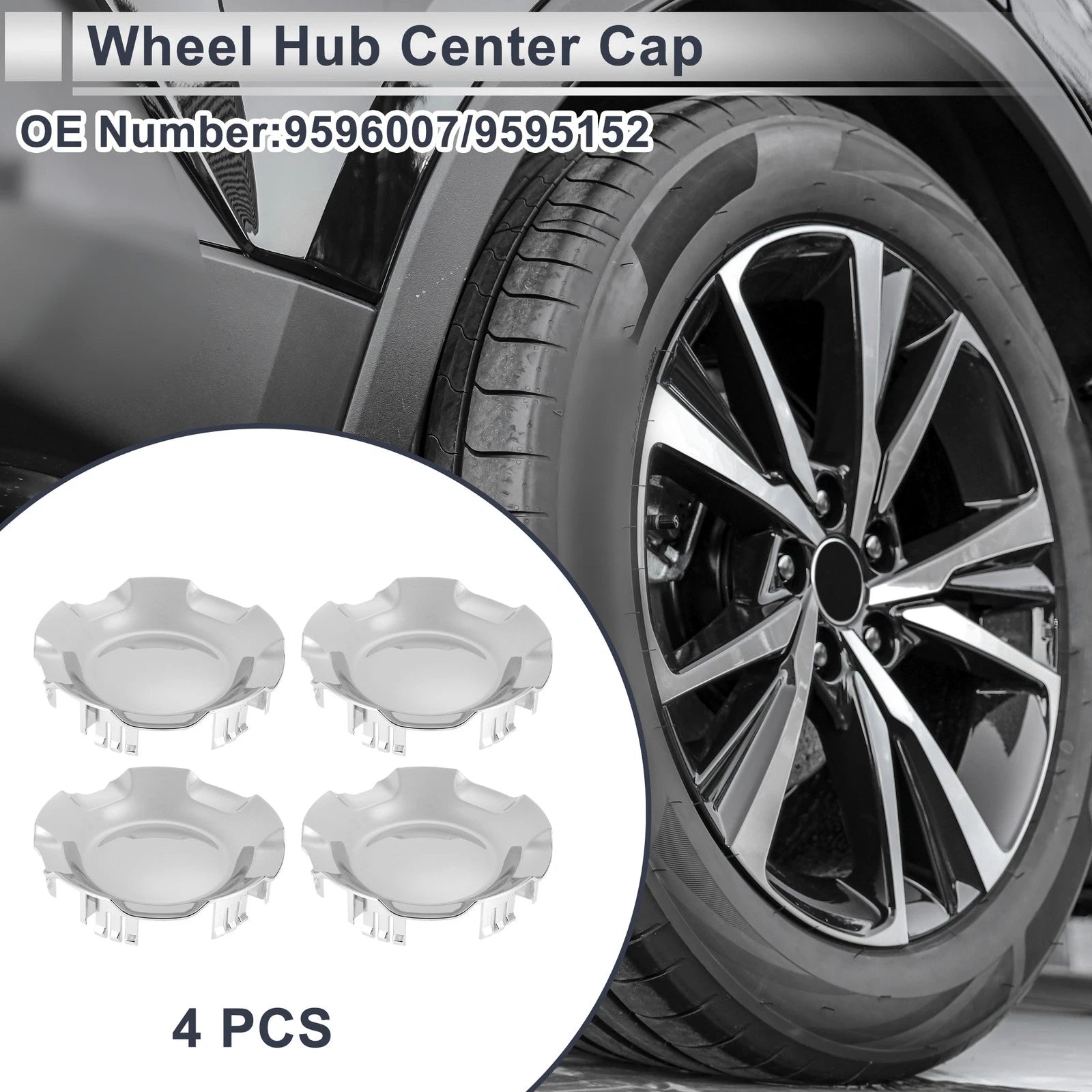 Set of 4 Silver Tone Wheel Hub Center Caps for Chevrolet Silverado 1500 (2007–2013)