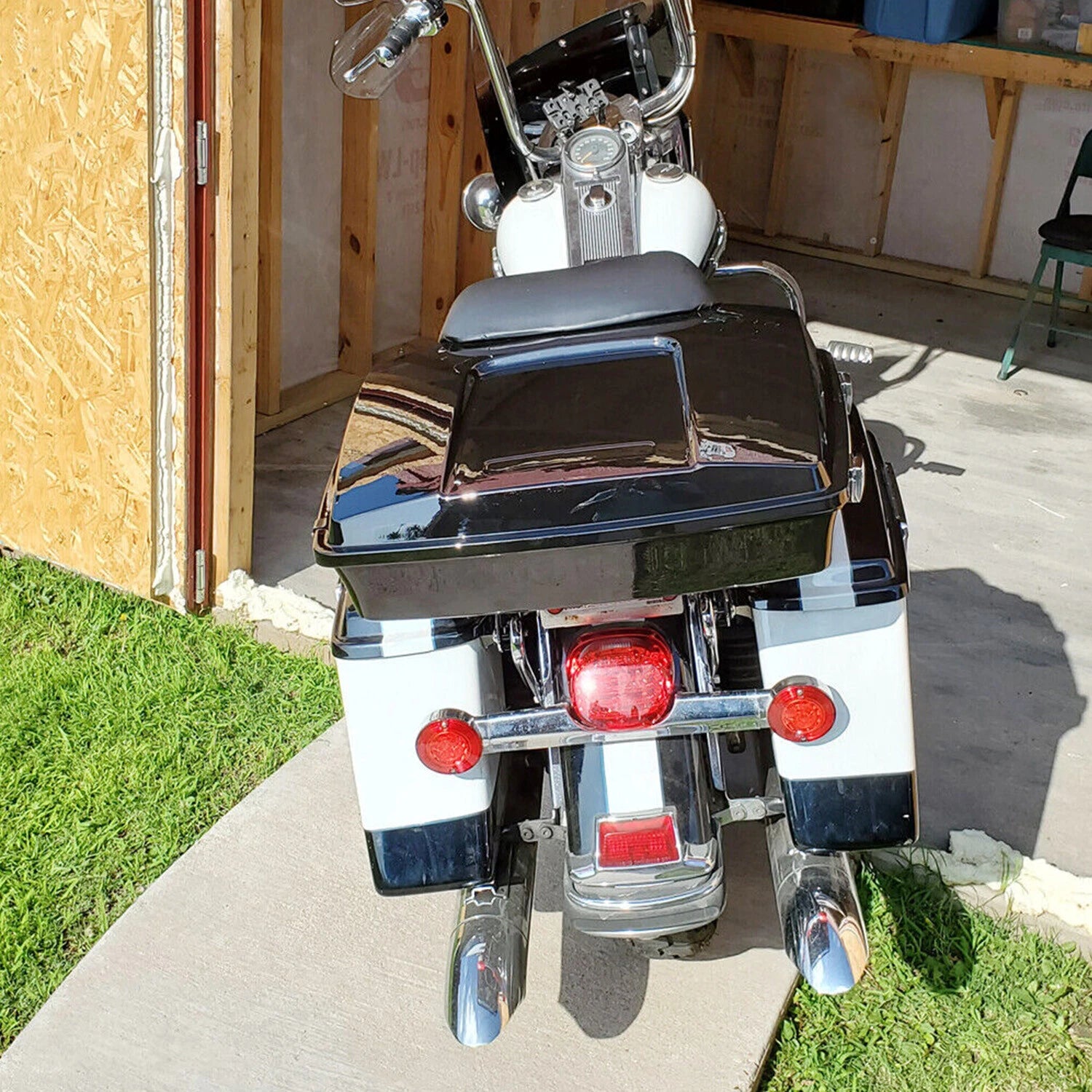 Black Razor Trunk Pack with Backrest for Harley Touring (1997–2013)